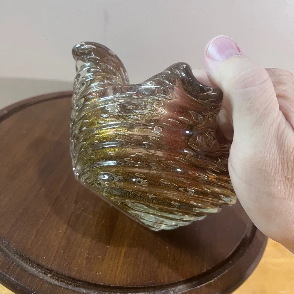 Murano Barovier Bullicante Zebratti Art Glass Bowl Amethyst Gold Bubble Burst